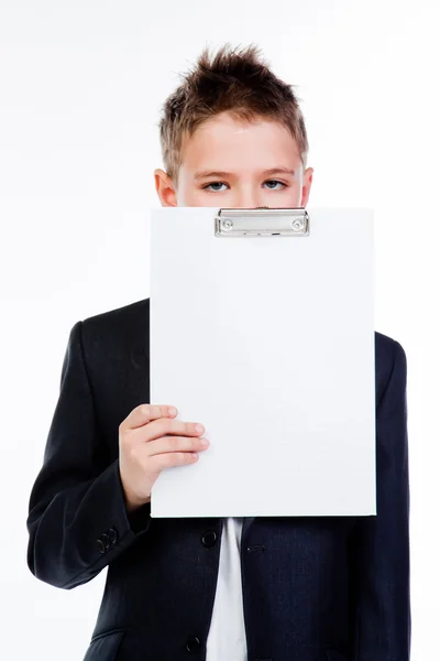 Boy with a white sheet — Stock Photo, Image