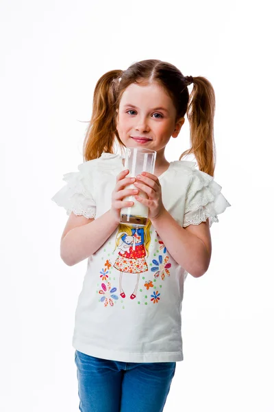 Дівчина з молоком — стокове фото