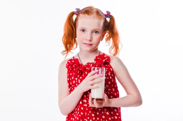 Süt ile kız — Stok fotoğraf