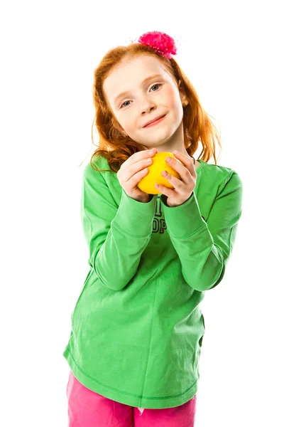Dívka s citronem — Stock fotografie