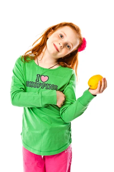 Meisje met citroen — Stockfoto