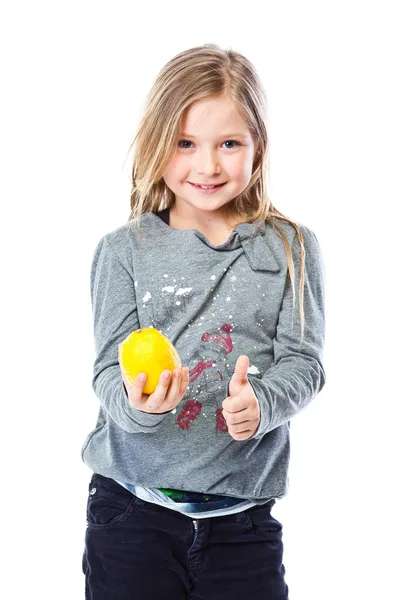 Girl with lemon — Stock Photo, Image