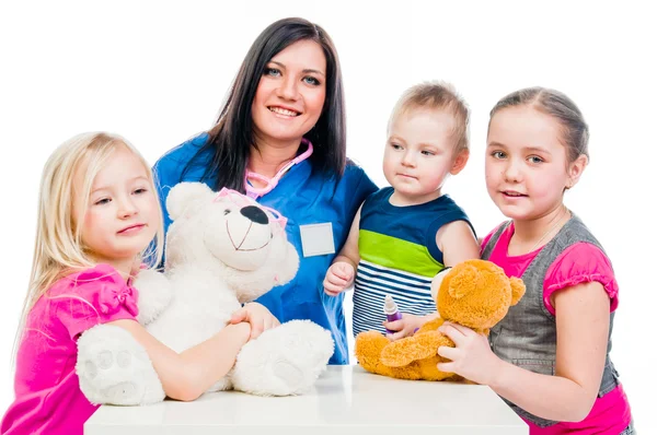 Dr. and children — Stock Photo, Image