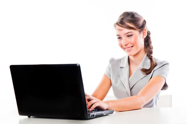 Ragazza con un computer portatile — Foto Stock