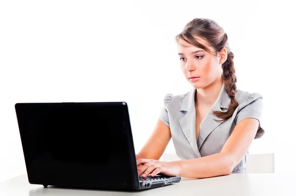 Girl with a laptop Stock Image