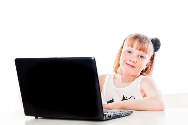 Girl with a laptop Stock Image
