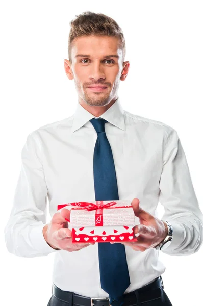 Mann mit einem Geschenk — Stockfoto