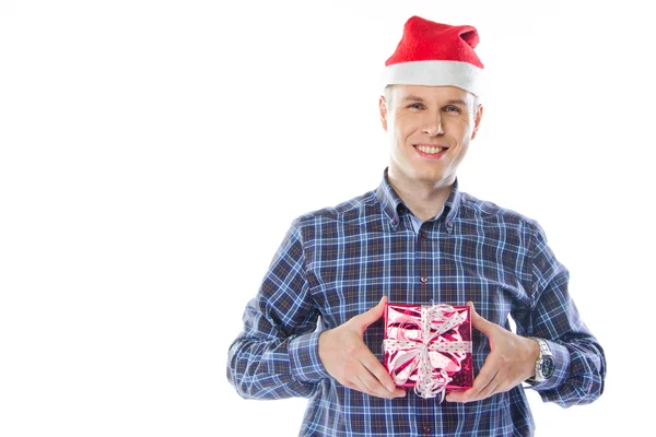 Man met een geschenk — Stockfoto