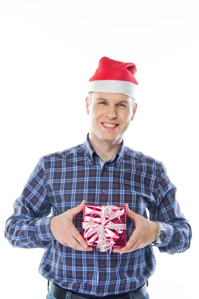 Man met een geschenk — Stockfoto