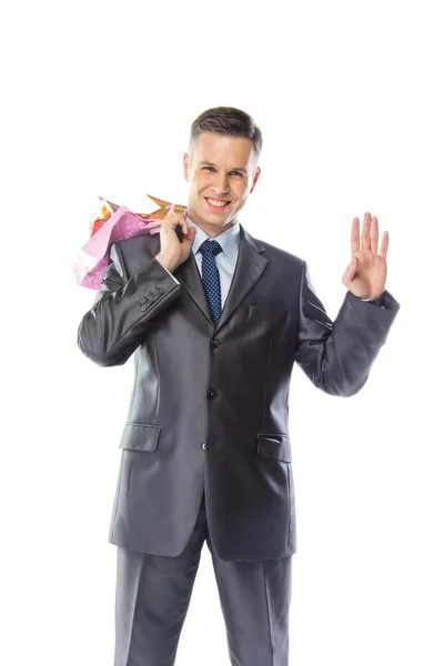 Homem com um presente — Fotografia de Stock