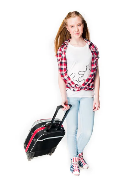 Girl with a suitcase — Stock Photo, Image