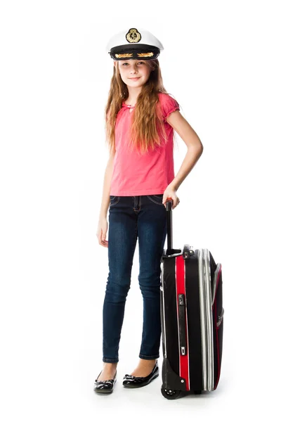 Menina com uma mala — Fotografia de Stock
