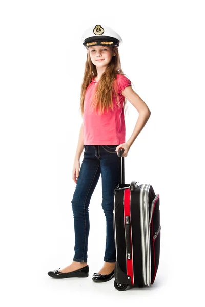 Girl with a suitcase — Stock Photo, Image