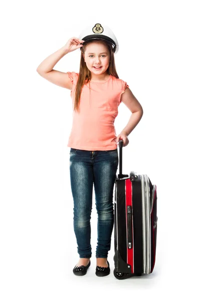 Fille avec une valise — Photo