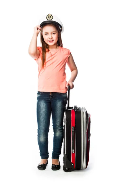 Fille avec une valise — Photo