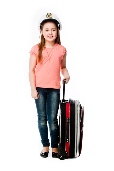 Girl with a suitcase — Stock Photo, Image