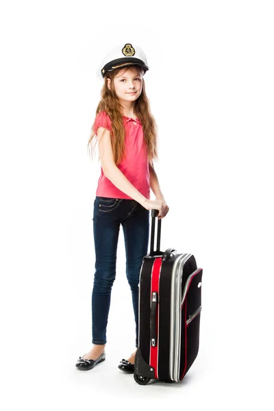 Κορίτσι με βαλίτσα — Φωτογραφία Αρχείου