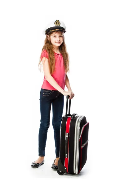 スーツケースを着た女の子 — ストック写真