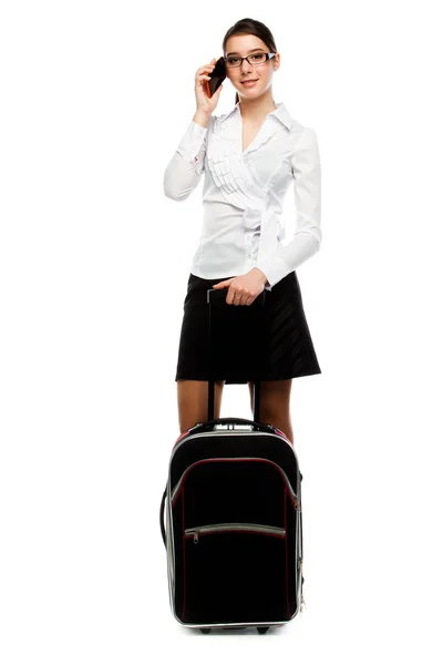 Woman with a suitcase — Stock Photo, Image