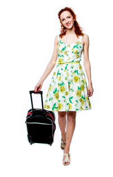 Woman with a suitcase — Stock Photo, Image