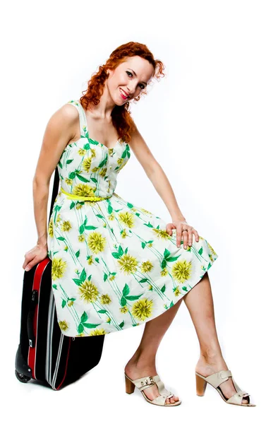 Woman with a suitcase — Stock Photo, Image