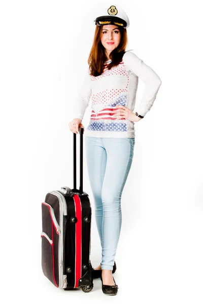 Woman with a suitcase — Stock Photo, Image