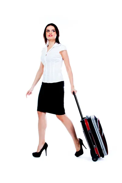 Femme avec une valise — Photo