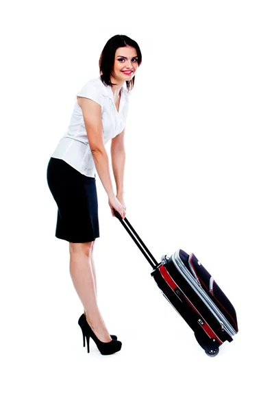 Woman with a suitcase — Stock Photo, Image