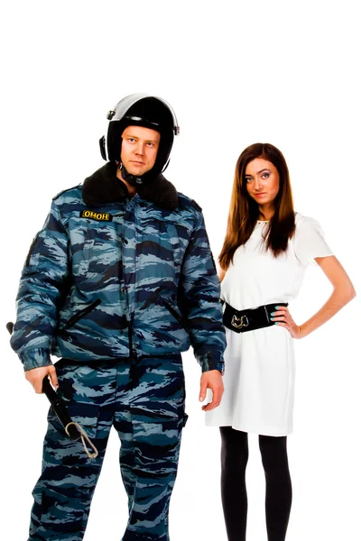 Police officer and a woman — Stock Photo, Image