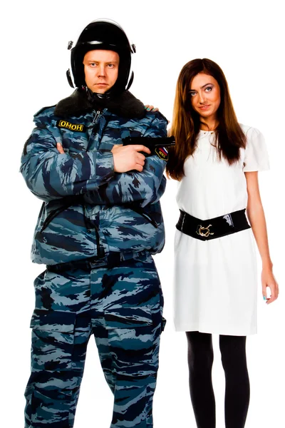 Politie-officier en een vrouw — Stockfoto