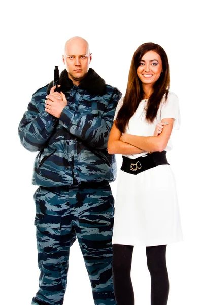 Police officer and a woman — Stock Photo, Image