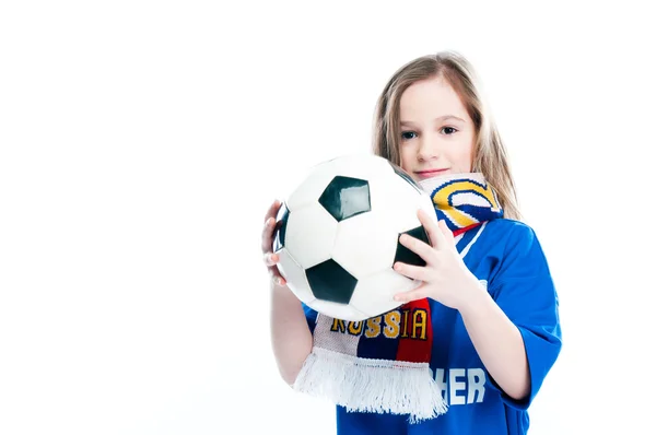 Girl with soccer ball — Stock Photo, Image