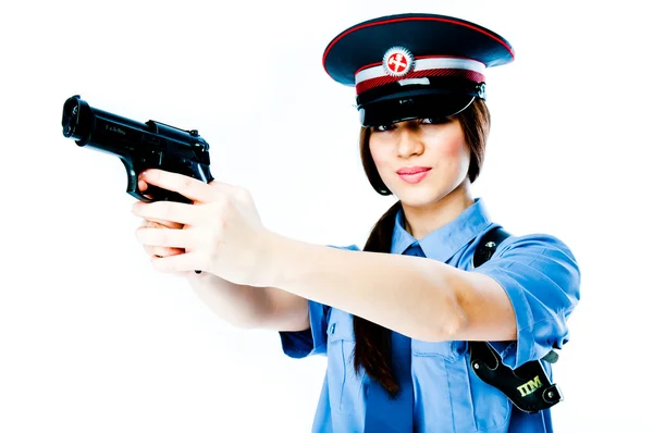 Mulher de uniforme policial — Fotografia de Stock