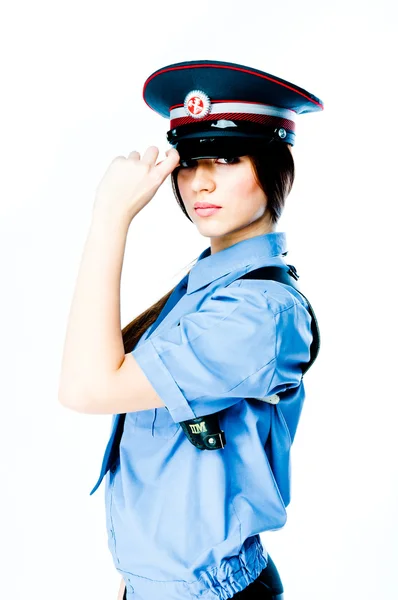 Kvinna i polisuniform — Stockfoto