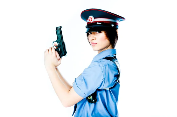 Frau in Polizeiuniform — Stockfoto