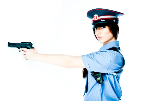 Frau in Polizeiuniform — Stockfoto