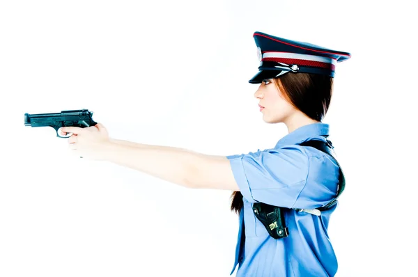 Femme en uniforme de police — Photo