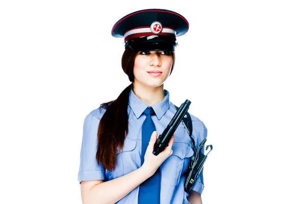 Frau in Polizeiuniform — Stockfoto