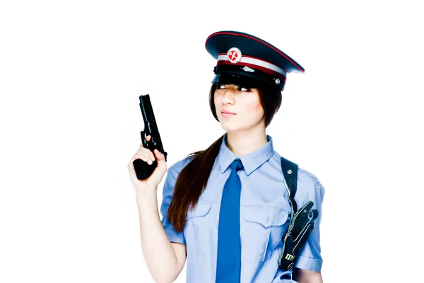 Femme en uniforme de police — Photo