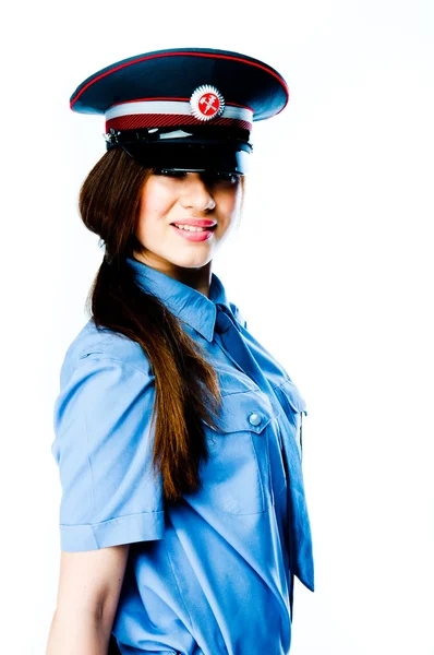 Femme en uniforme de police — Photo