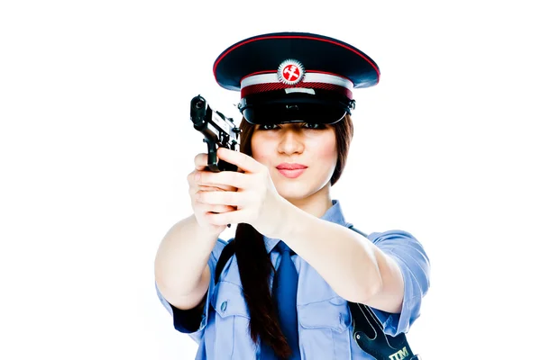 Женщина в полицейской форме — стоковое фото