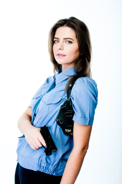 Frau in Polizeiuniform — Stockfoto