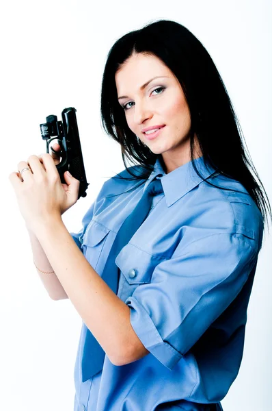 Frau in Polizeiuniform — Stockfoto