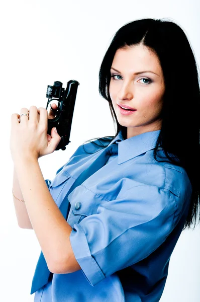 Vrouw in politie uniform — Stockfoto