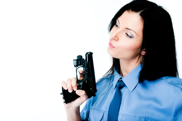 Žena v policejní uniformě — Stock fotografie