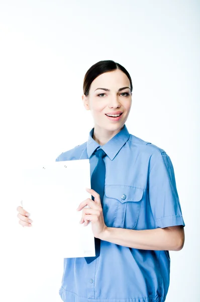 Frau in Polizeiuniform — Stockfoto