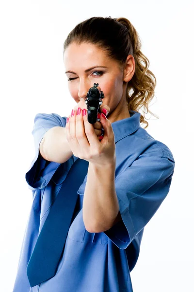 Vrouw in politie uniform — Stockfoto