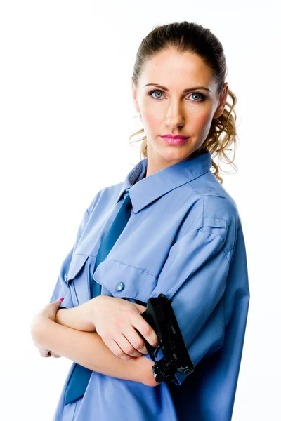 Mulher de uniforme policial — Fotografia de Stock