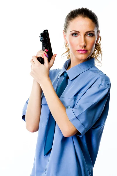 Kvinna i polisuniform — Stockfoto