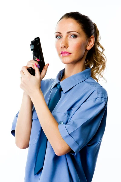 Vrouw in politie uniform — Stockfoto